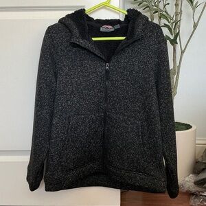 Free Country Black Fleece Jacket with hoodie